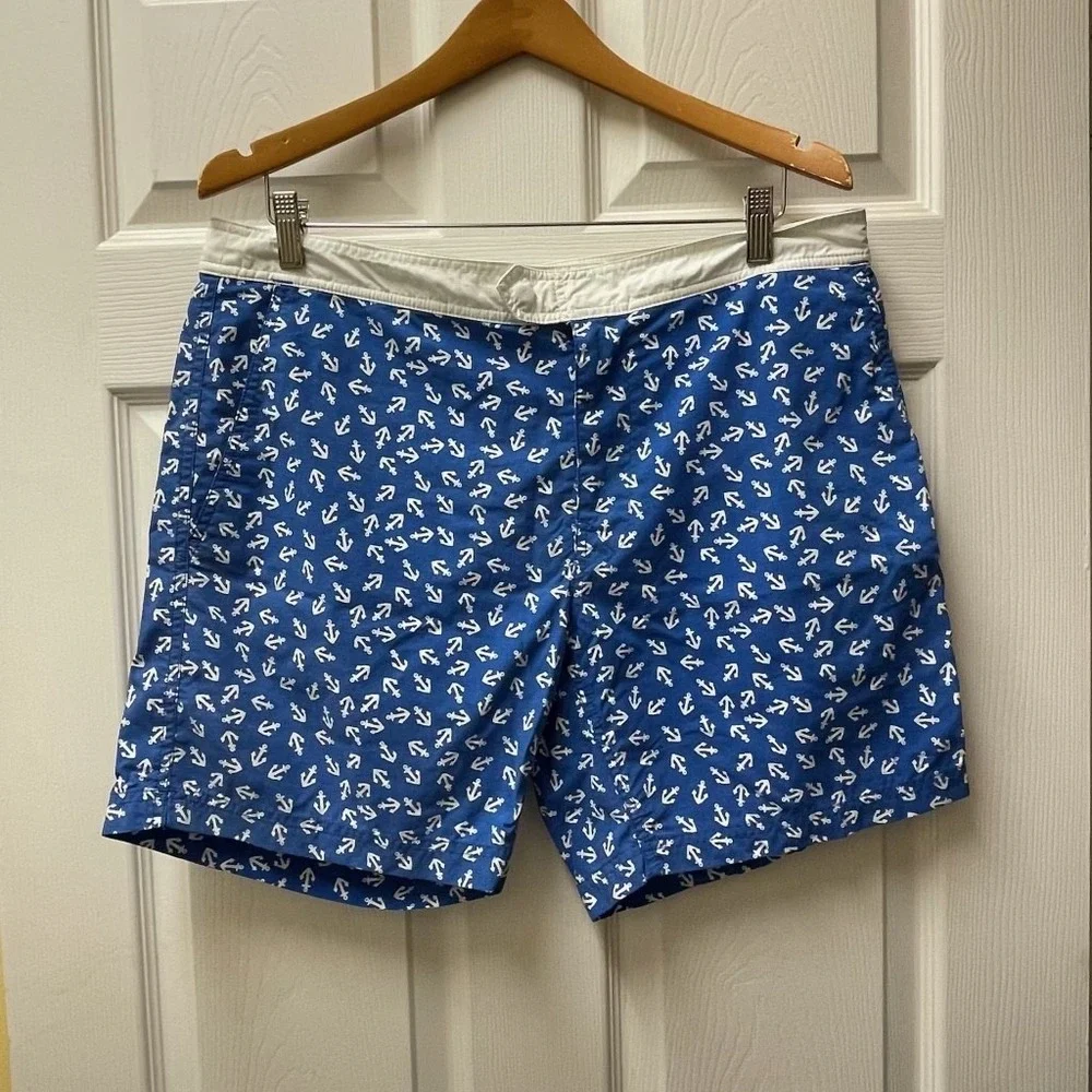 J. Crew Men's Nautical Swim trunks size‎ 34 Anchor Allover Print